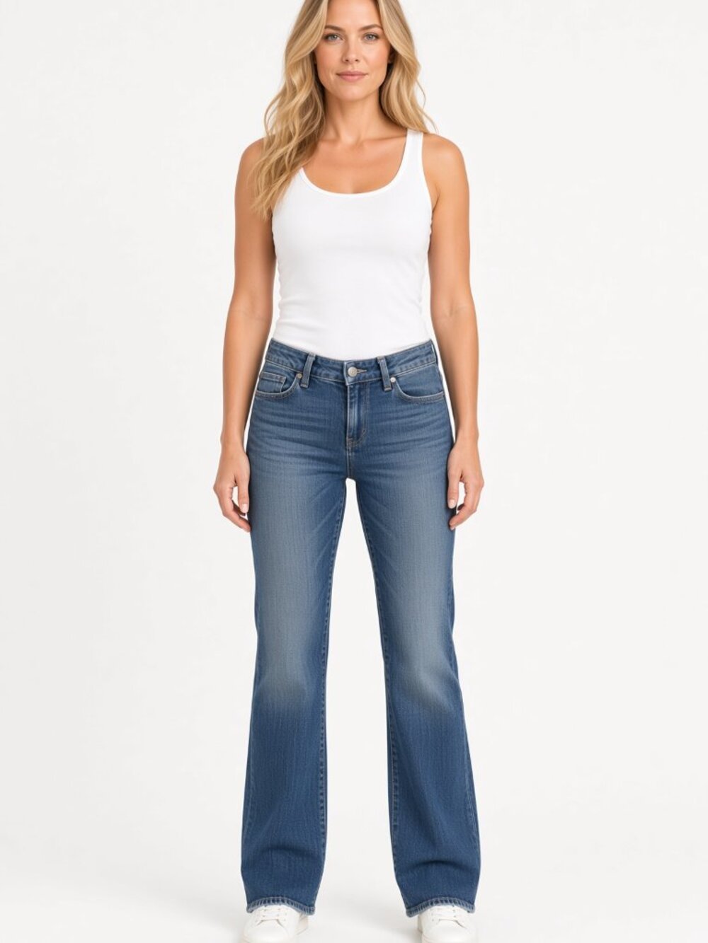 PAIGE Hollywood Hills Bootcut Jeans Size 29 Medium Wash Raw Hem - Picture 2 of 14